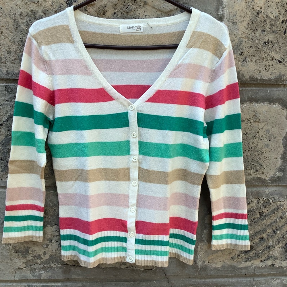 Mak B by Mak Striped Cardigan Size L Preowned
